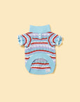 Pet & Me Spring Summer Ocean Blue Ruffle Crochet Short Sleeve Polo Shirt