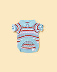 Pet & Me Spring Summer Ocean Blue Ruffle Crochet Short Sleeve Polo Shirt