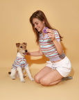 Pet & Me Spring Summer Lavender Crochet Short Sleeve Polo Shirt