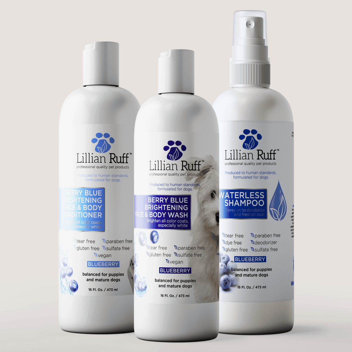 Berry Blue Dog Whitening Shampoo, Face Wash & Conditioner Bundle ...