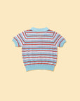 Pet & Me Spring Summer Blue Ocean Crochet Short Sleeve Polo Shirt