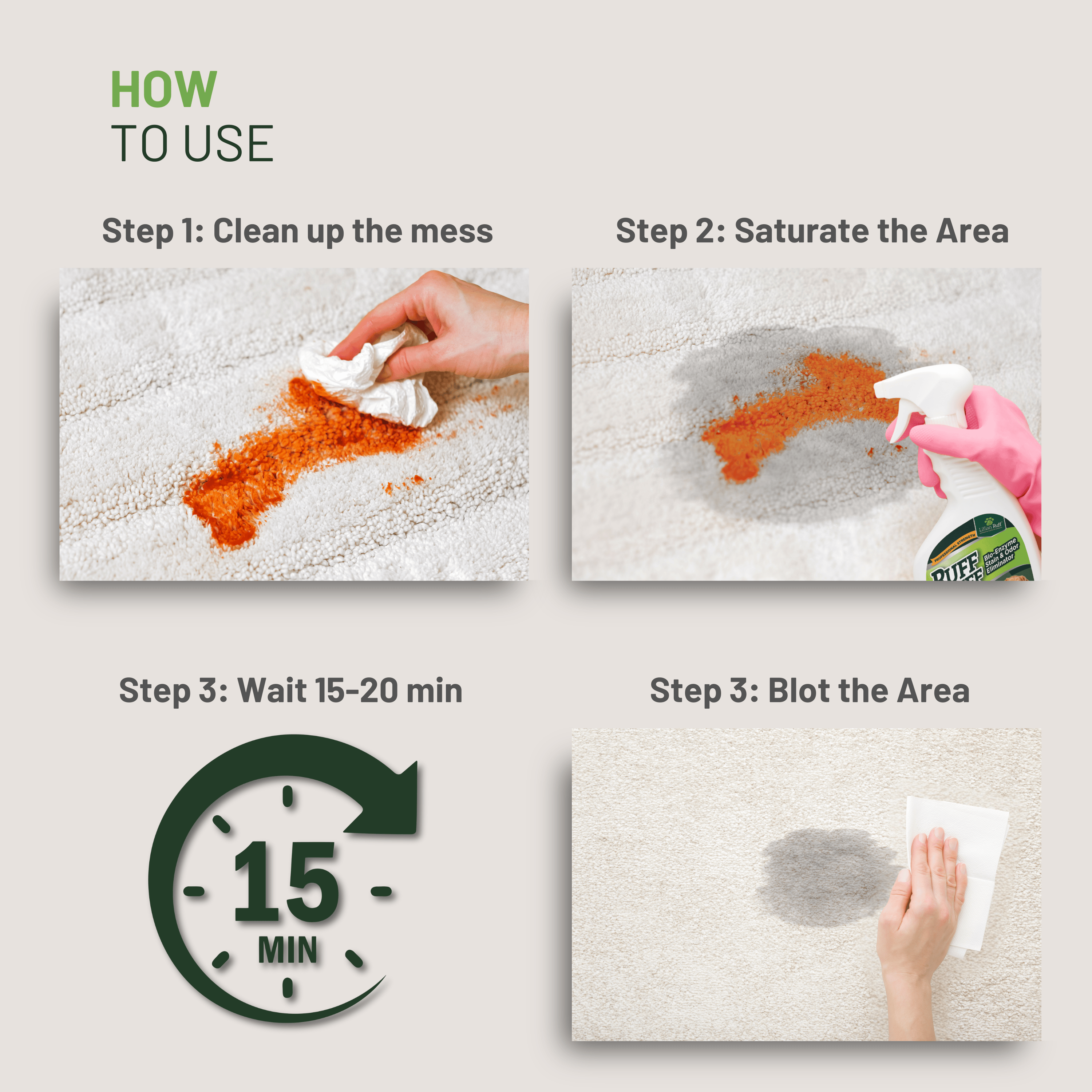 RUFF STUFF Bio-Enzyme Pet Stain & Odor Eliminator | Best for Carpets ...