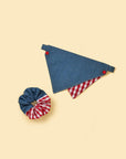 Park Day Denim Gingham Print Handmade Bandana
