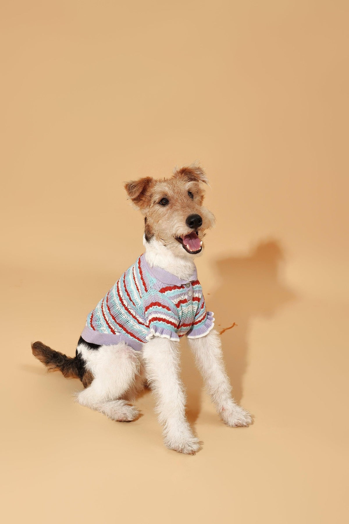Pet &amp; Me Spring Summer Lavender Ruffle Crochet Short Sleeve Polo Shirt