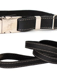 Quick-Release Style Leather Collar and Leash Set