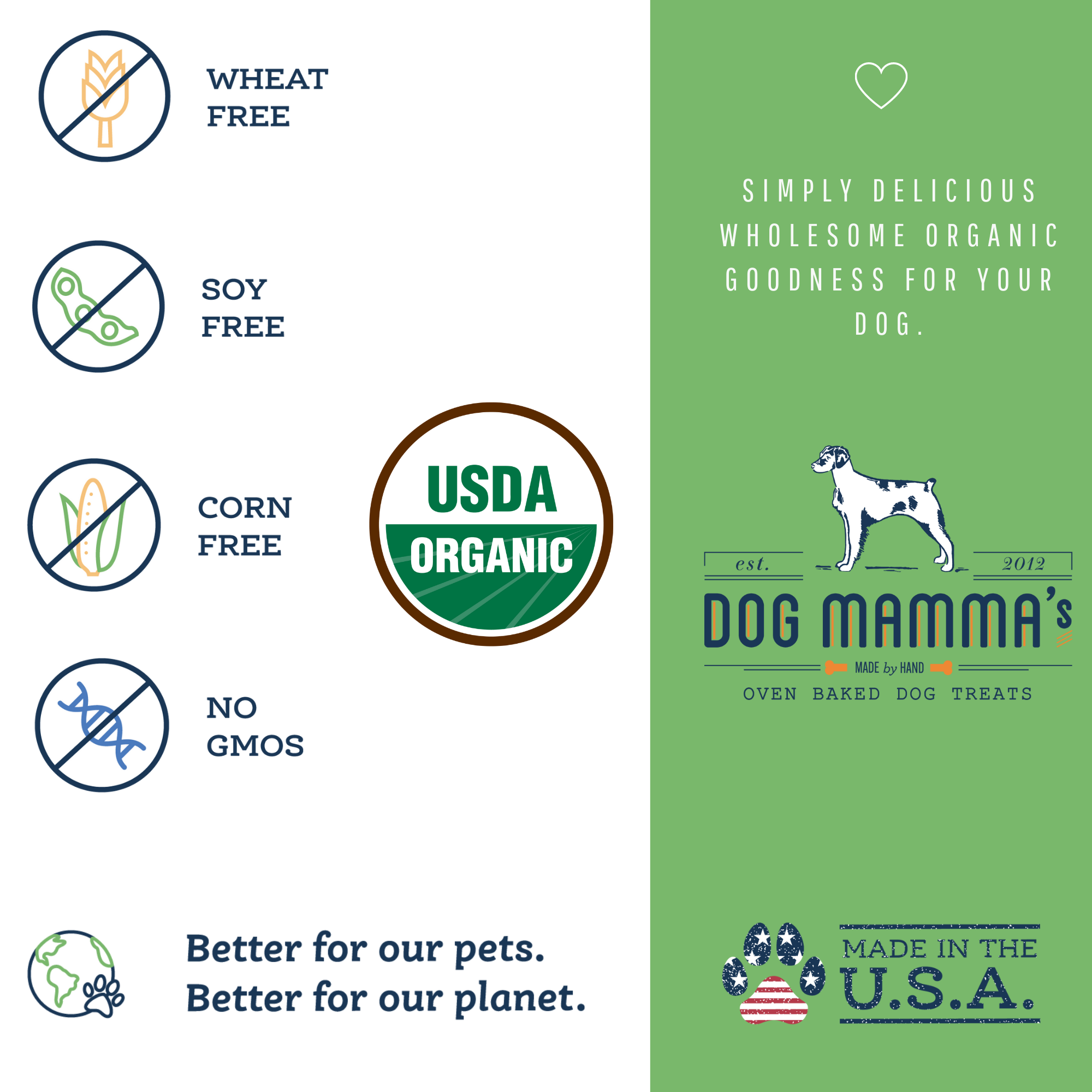 Dog Mamma's Organic Sweet Potato &amp; Kale Recipe - USDA Organic Certified Dog Treats
