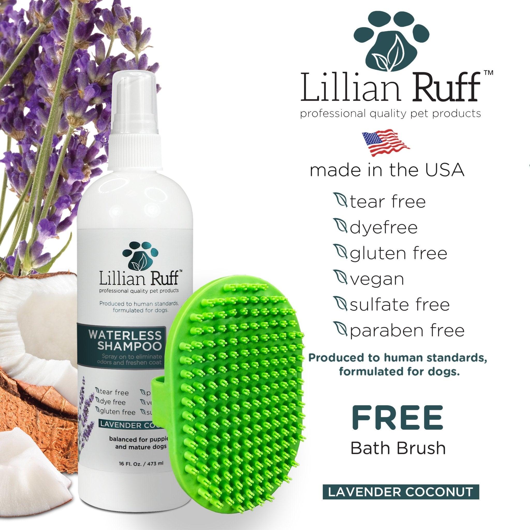 Waterless Shampoo - Lavender Coconut (16oz With Brush) - Lillian Ruff-LR-WATERLESS-16-BATHBRUSH
